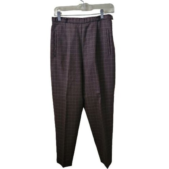 Pendleton Vintage Pure Wool Brown Plaid Career Tapered Trousers Size 8 - Picture 1 of 6